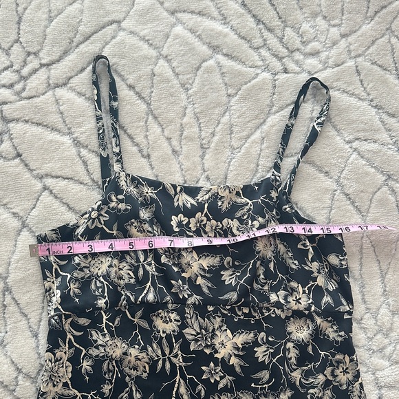 GAP Black and Cream Silk Floral Spaghetti Strap Mini Dress - Picture 4 of 8